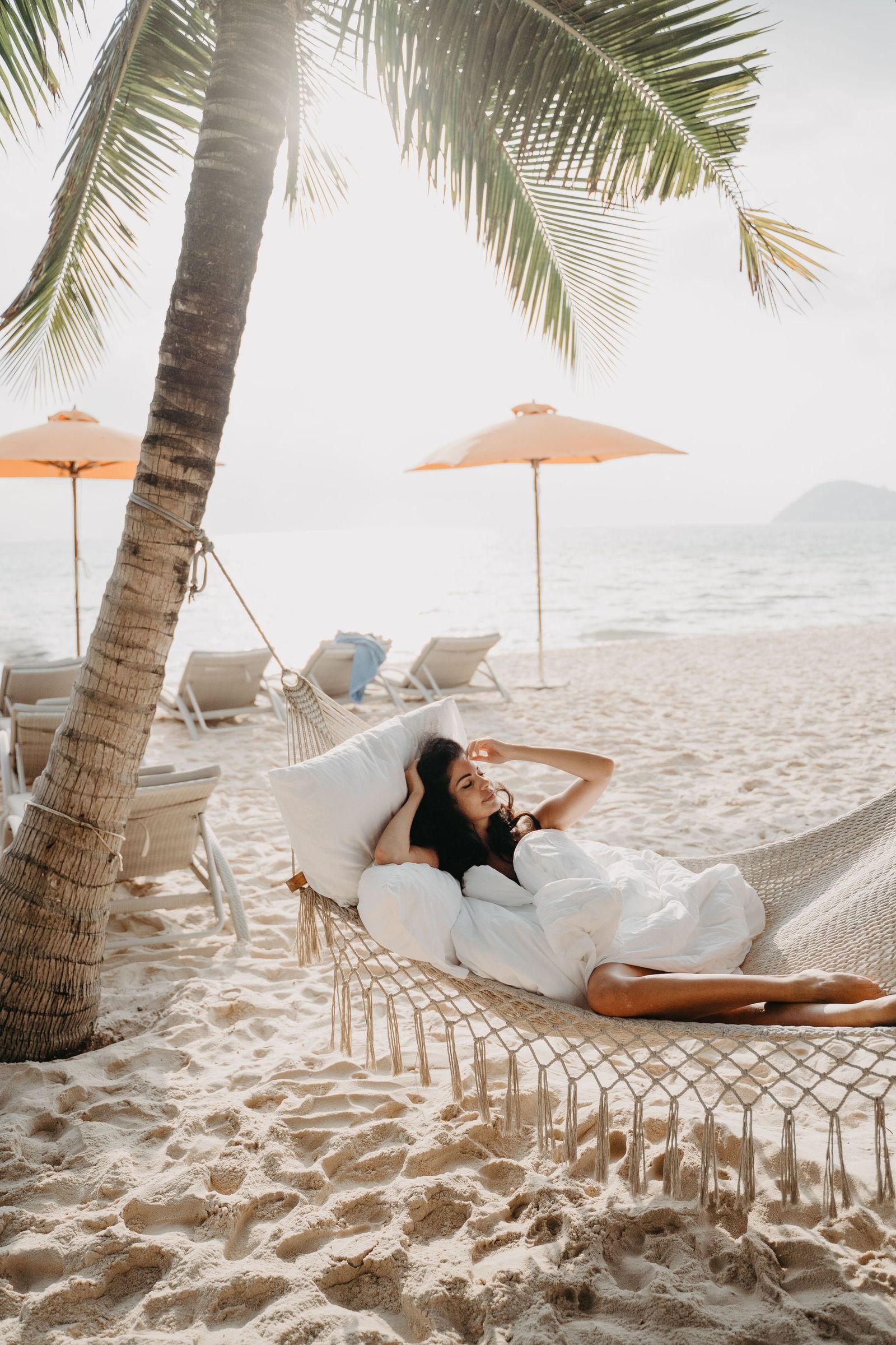 Hammock on a private island beach